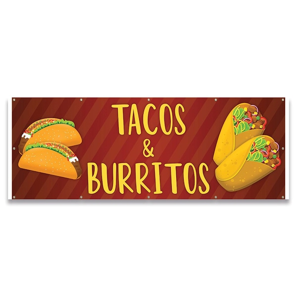 Tacos & Burritos Banner Concession Stand Food Truck Single Sided